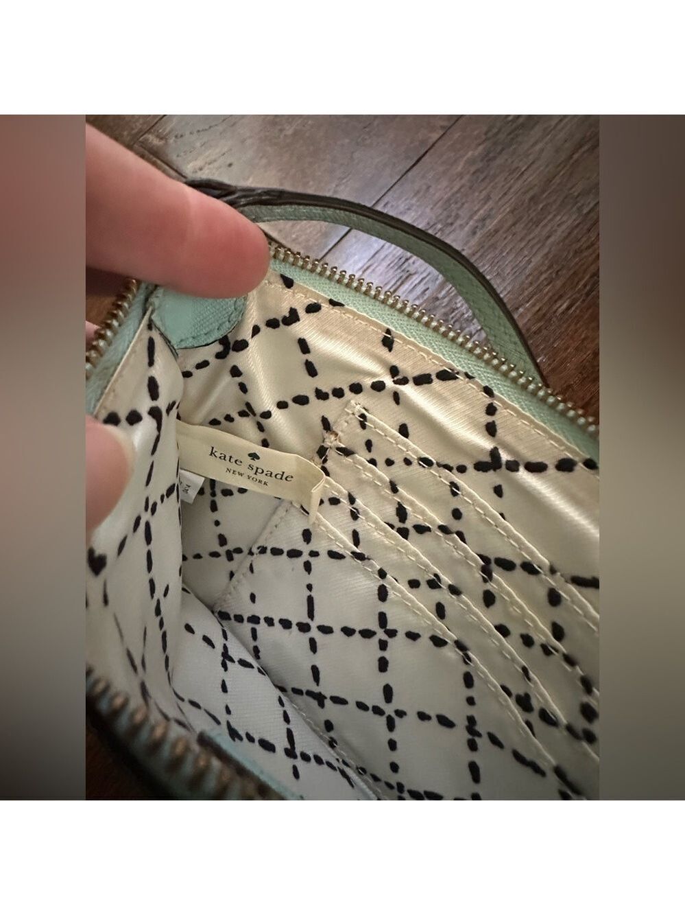 Kate Spade Saffiano leather blue wristlet-EUC - Picture 7 of 12